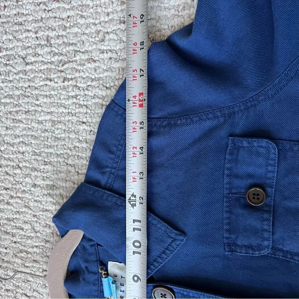 Kate Spade New York Womens Blue Broome Street Surplus Cotton Linen Jacket